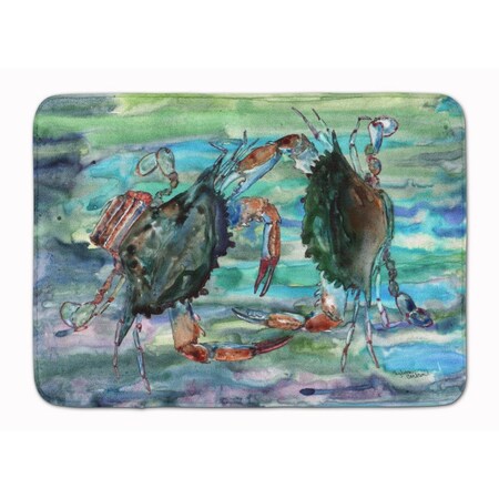 Carolines Treasures Watery Teal and Purple Crabs Machine Washable Memory Foam Mat 8954RUG